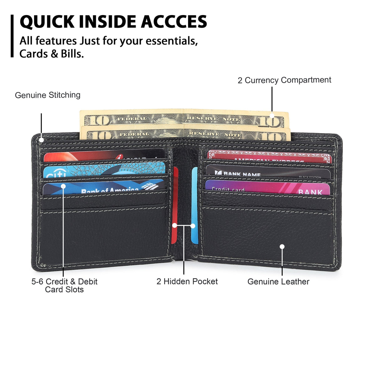 Black Textured Leather Wallet