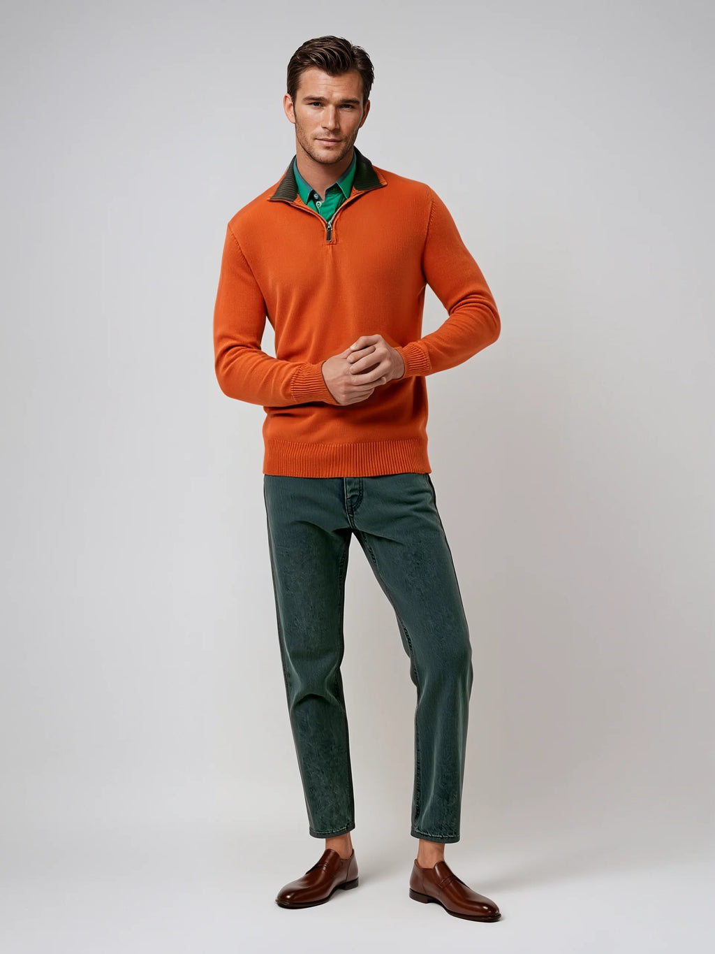 Cashmere-Blend Quarter-Zip — Azure