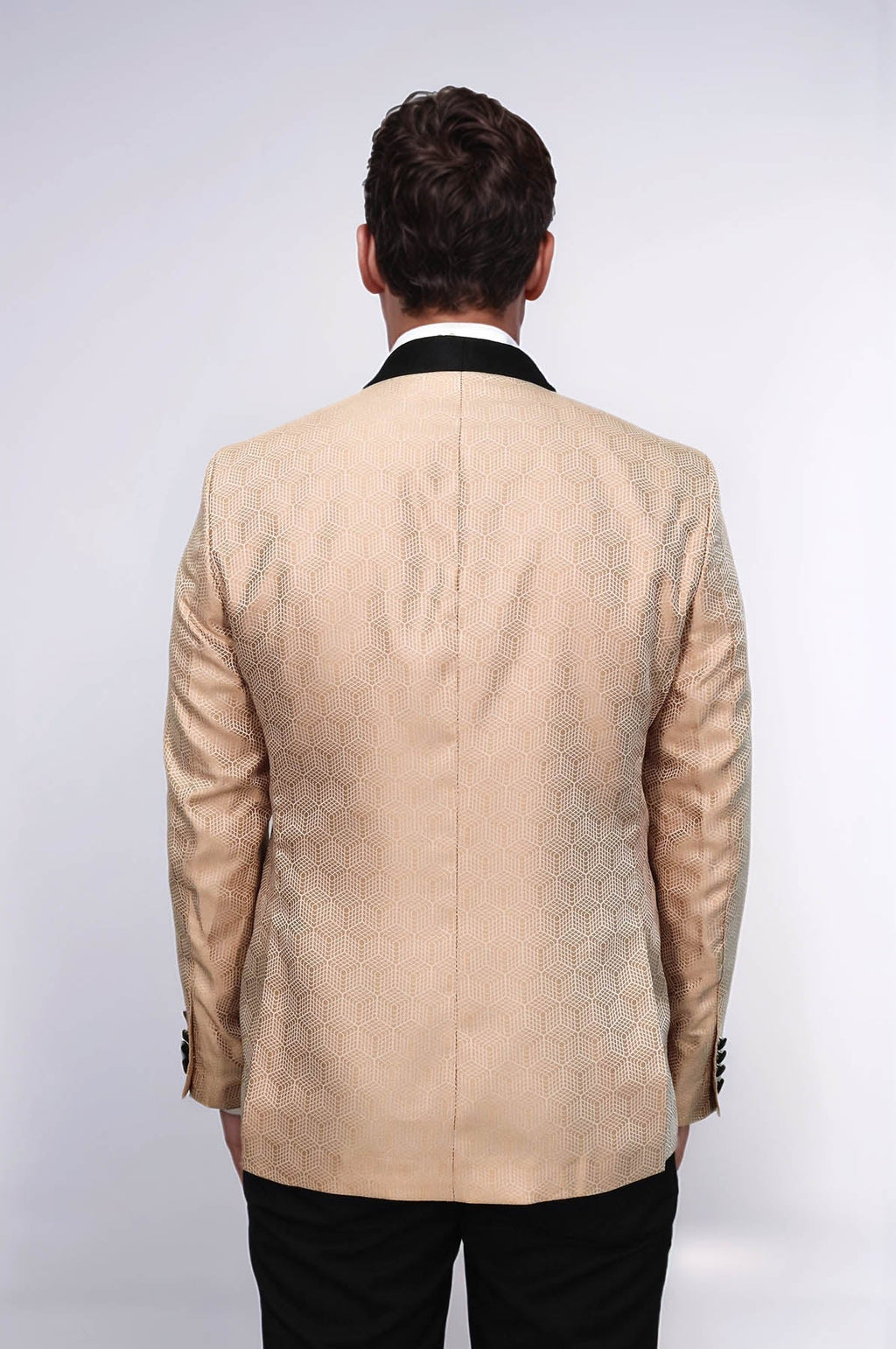 Pentagon Pattern Shawl Lapel Dinner Jacket — Cream