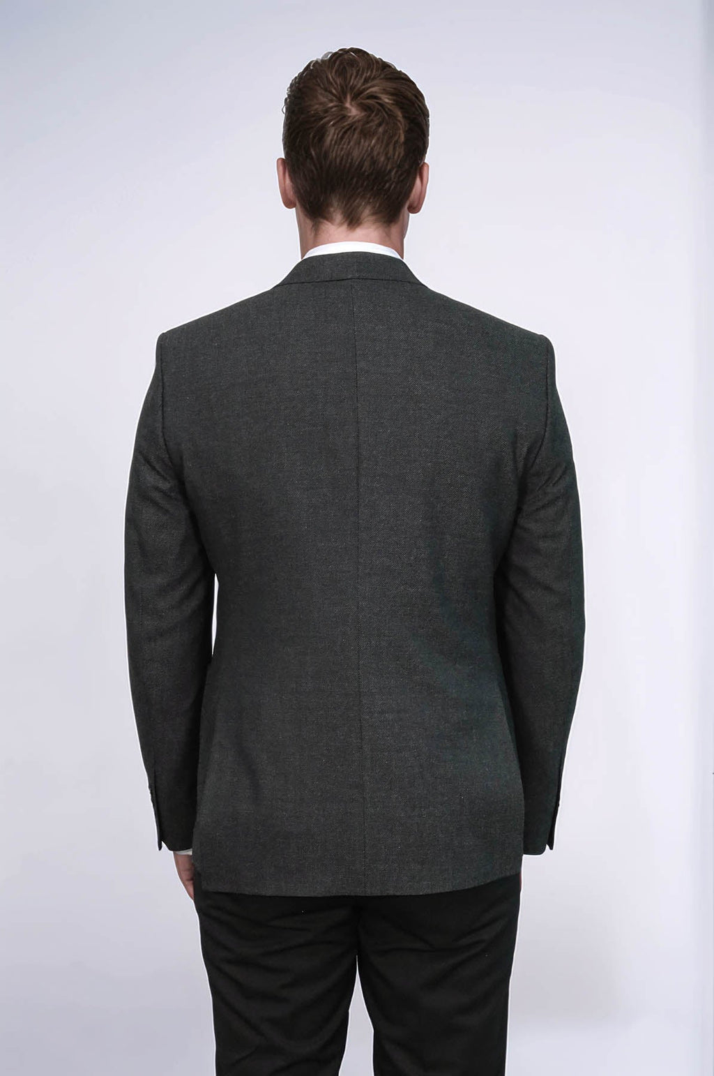 Textured Notch Lapel Blazer — Anthracite
