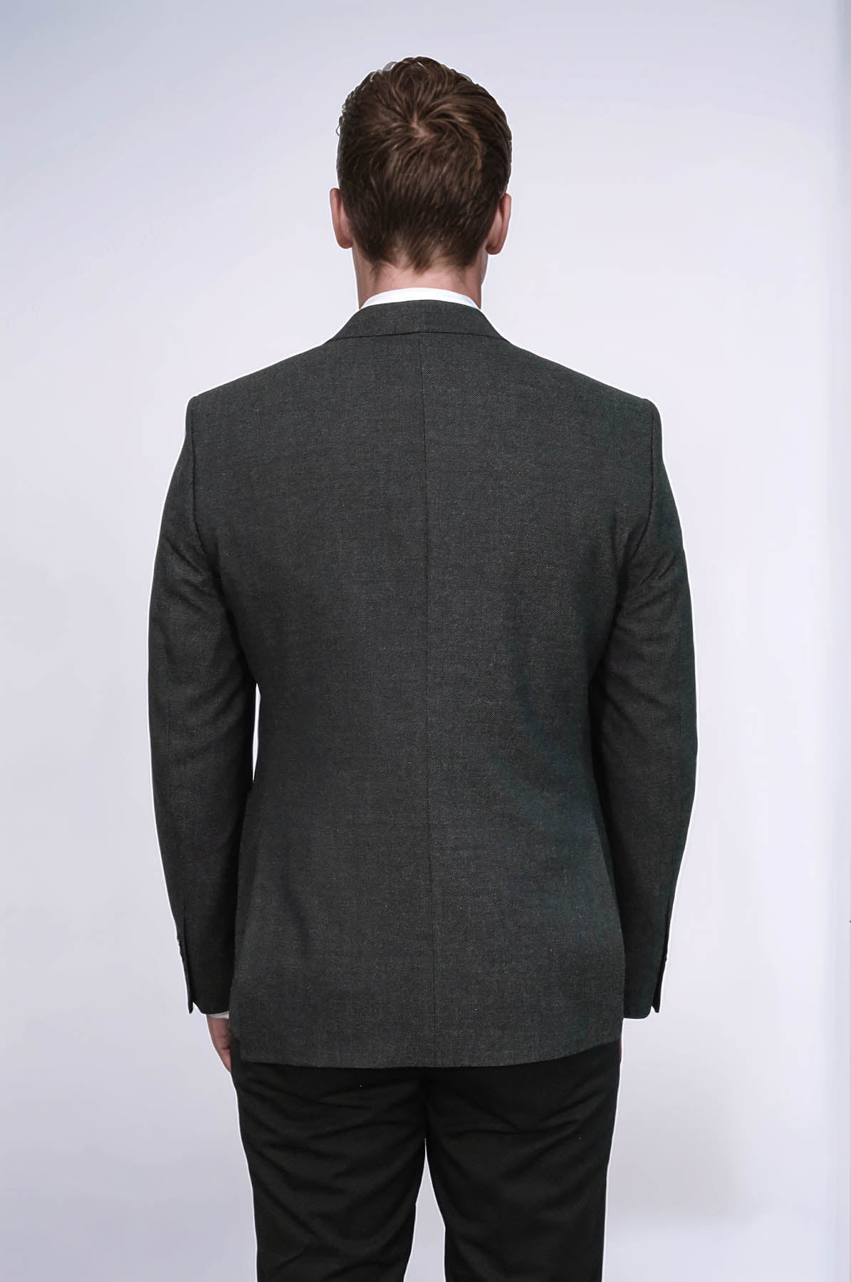 Textured Notch Lapel Blazer — Anthracite