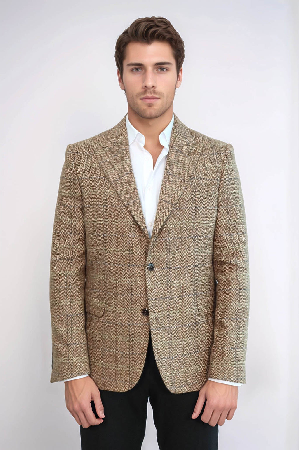 Herringbone Wool Blazer — Tan