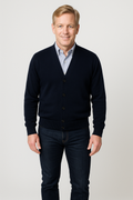 Merino Wool Cardigan in Navy