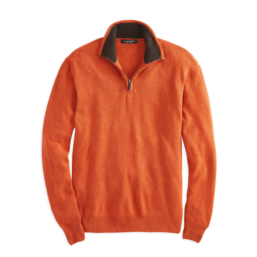 Cashmere-Blend Quarter-Zip — Azure