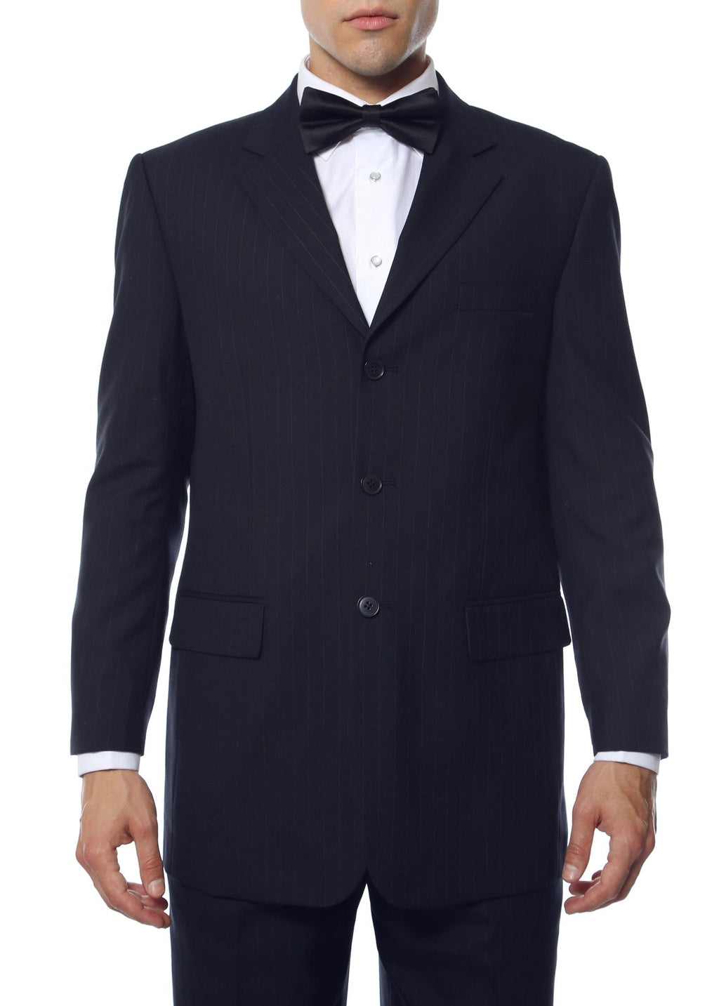 Navy Pinstripe Wool Blazer