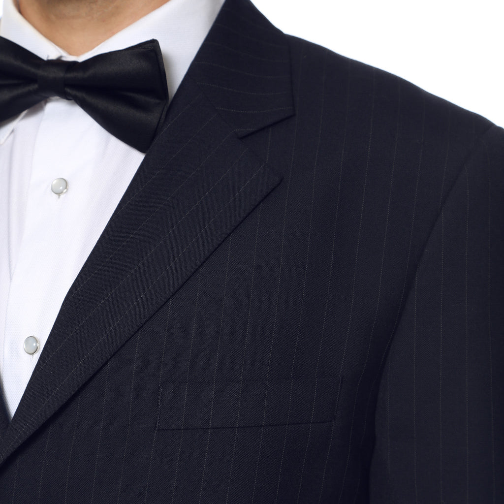 Navy Pinstripe Wool Blazer