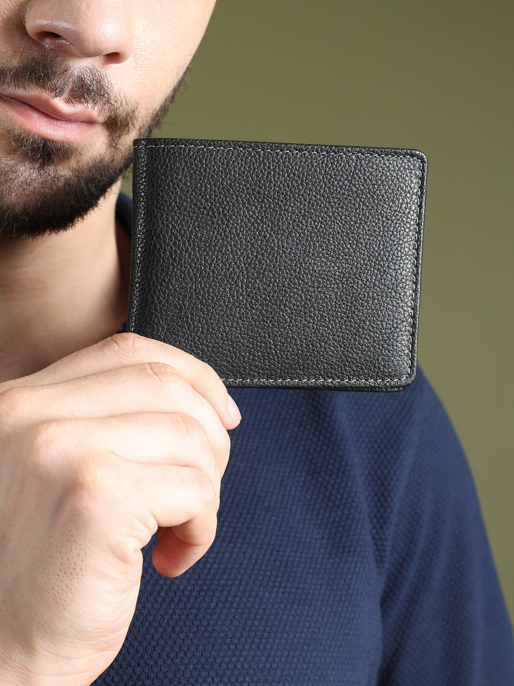 Black Textured Leather Wallet