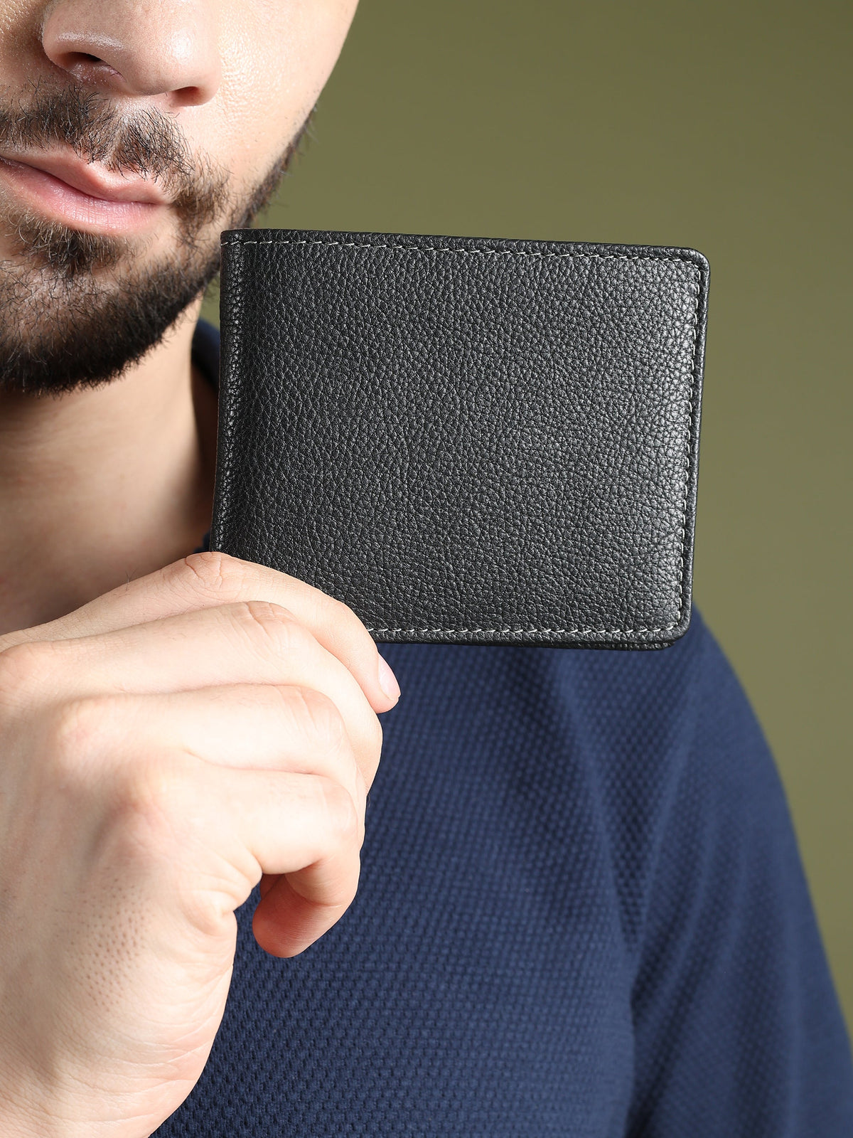 Black Textured Leather Wallet