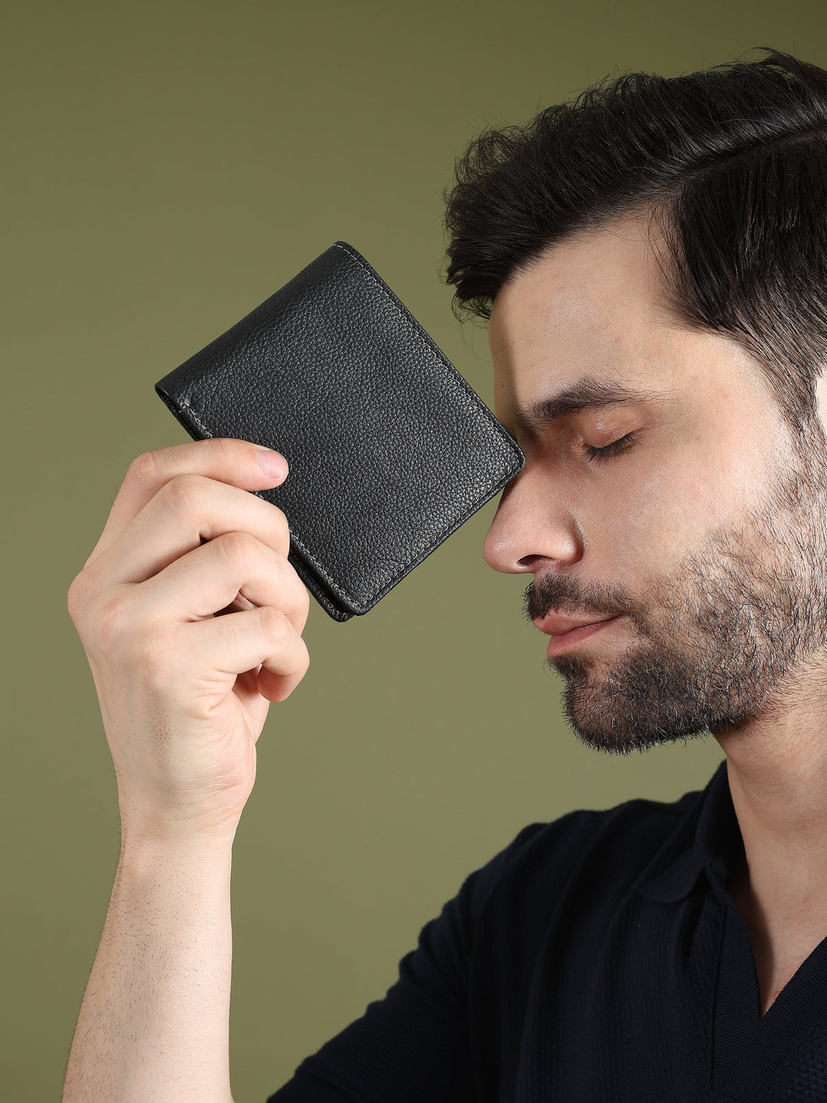 Black Textured Leather Wallet