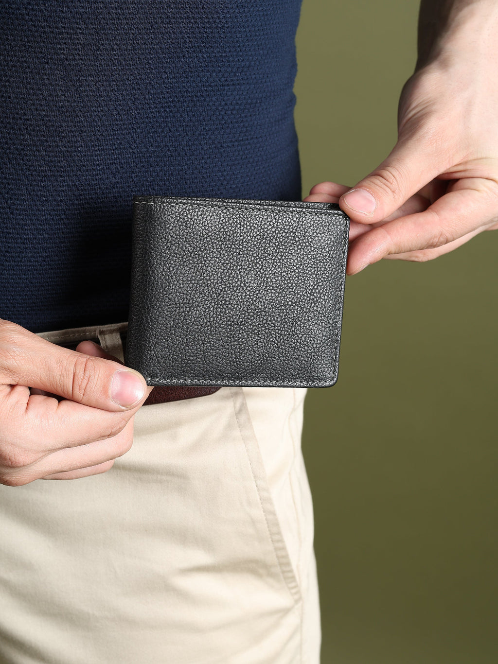 Black Textured Leather Wallet